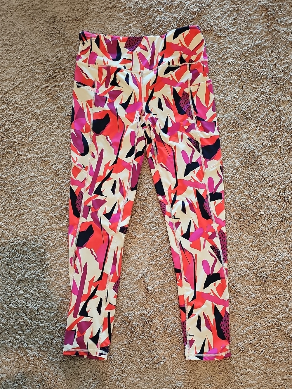 Women's High-Waist Printed Leggings - Pink Multi